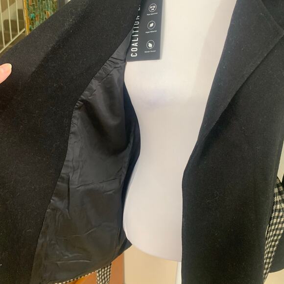 NEW LA Coalition Size M Black White Tie Belted Jacket Wrap Me Up Houndstooth - Picture 10 of 14